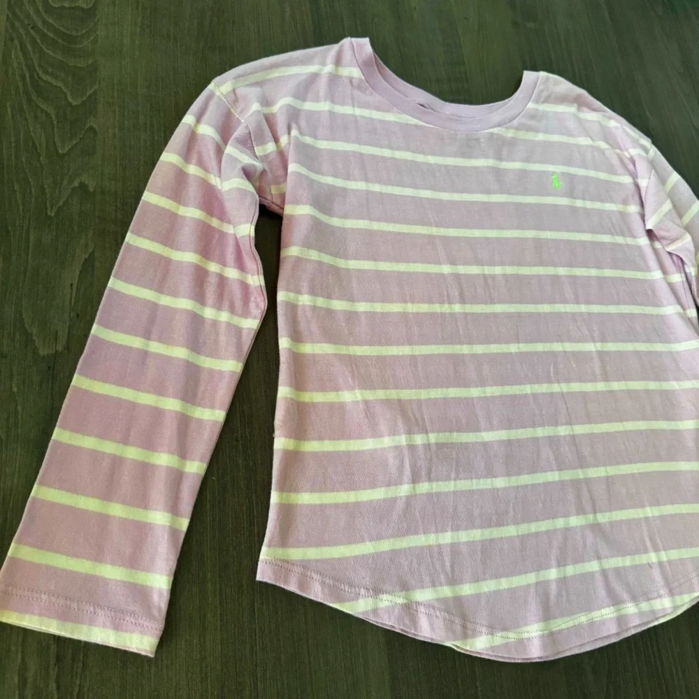 Ralph Lauren girls long sleeves striped tshirt purple white size 6